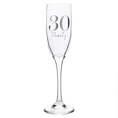 Image of Widdop and Co 30th Birthday Champagne Flute Glass with Silver Detail 30