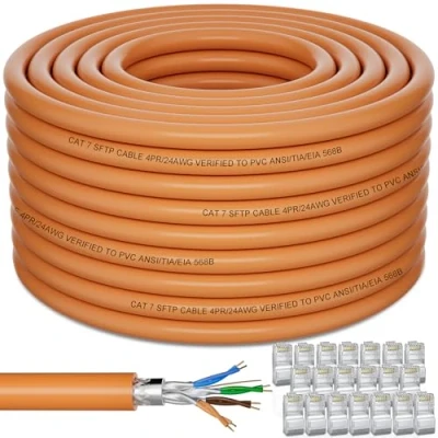 Image of Ethernet Cable 120m, Cat 7 Extra Long Internet High Speed, Shielded S/FTP Network Outdoor LAN Cable, External Waterproof 10Gbps Gigabit Wlan LSZH 24AWG Patch for Router Modem
