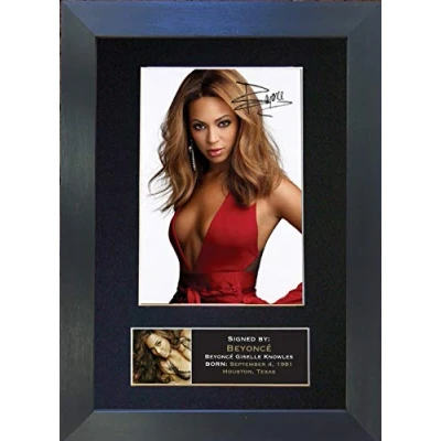 Image of BEYONCE No1 Signed Autograph Mounted Photo Reproduction PRINT A4 Rare Perfect Birthday (297 x 210mm) #234 (Black Frame)