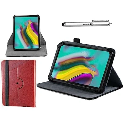 Image of Navitech Red Case With 360 Rotational Stand &amp; Stylus Compatible Hakaug Android 13 Tablet 10 Inch