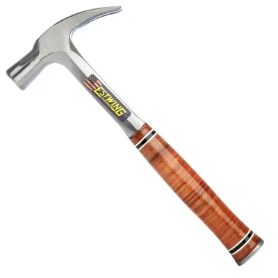 Image of Estwing E24S 24oz English Pattern Straight Claw Hammer, Smooth Face, Leather Grip