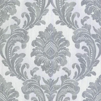Image of Fine Decor Milano Wallpaper M95585 Italian Vinyl Glitter Damask Grey Silver