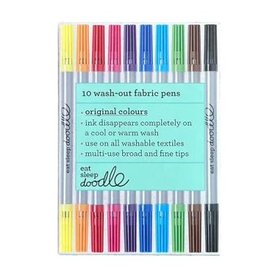 Image of eatsleepdoodle Original Doodle wash Out Fabric pens (Pack of 10) Double Ended felt tip pens: Classic Colours