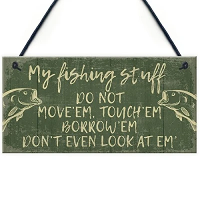 Image of RED OCEAN Funny Fishing Fisherman Stuff Sign Garden Shed Man Cave Plaque Grandad Dad Son Gift