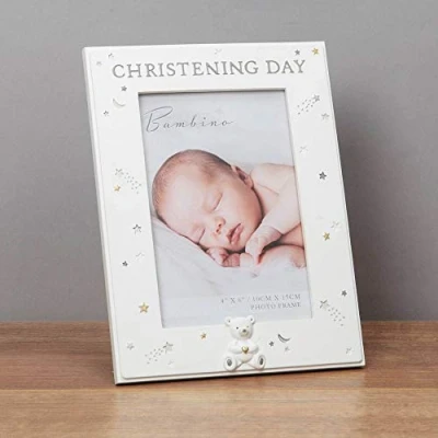 Image of Widdop 4&#039; x 6&#039; Bambino Resin Christening Day Photo Frame