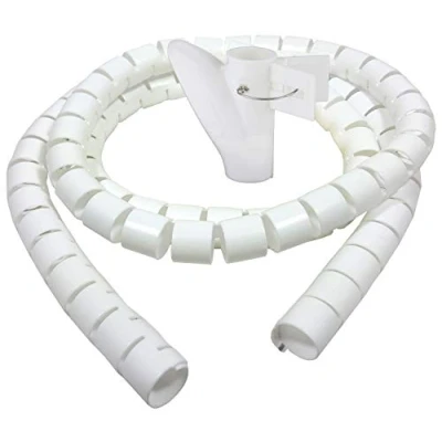 Image of Bambelaa! Cable Tidy Tube Flexible Plastic 3.0 m Length Management Sleeve 20 mm Diameter Organisers White