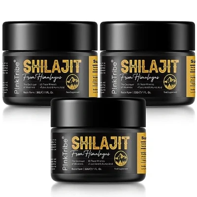 Image of Shilajit Resin, Original Himalayan Gold Grade 100% Pure, Rich in Fulvic &amp; Humic Acid, Minerals, Immune System Vitality Booster, Vegan (Pack of 3)