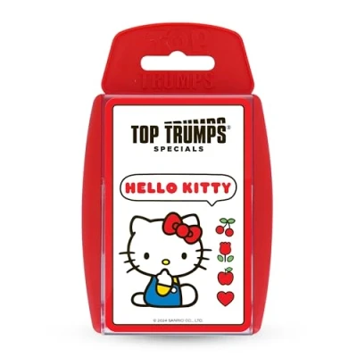 Image of Top Trumps Hello Kitty Specials Card Game Discover Play With and All of Her Favourite Hobbies Educational Gift for Ages 6 Plus, Pink, Pastel Colors