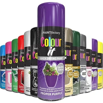 Image of AlezyB 1 x Proper Purple All Purpose Aerosol Spray Paint 250ml. Excellent Coverage, Quick &amp; Fast Drying for interior exterior Multipurpose Metal Plastic Wood Glass.