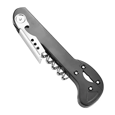 Image of IKAAR Waiters Corkscrew Wine Bottle Opener Multifunctional Red Beer Manual with Foil Cutter Black