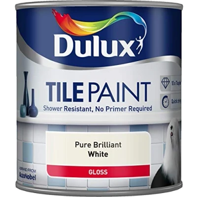 Image of Dulux Watercolour Tile Paint Pure Brilliant White 600ml