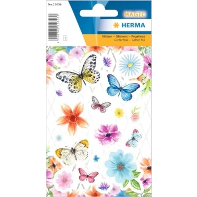 Image of HERMA Glitter Sticker Permanent Flowers + Butterflies
