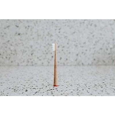 Image of Adult Bamboo Toothbrushes Organic Ecofriendly Soft Bristles Biodegradable Plastic Free Wooden Handle Vegan Eco Packaging (Red)