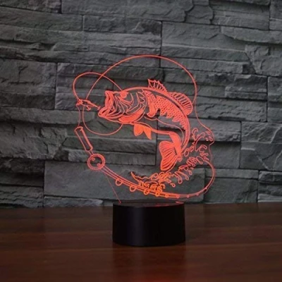 Image of HPBN8 Ltd 3D Fish Night Light USB Touch Switch Decor Table Desk Optical Illusion Lamps 7 Color Changing Lights LED Lamp Xmas Home Love Brithday Children Kids Toy Gift
