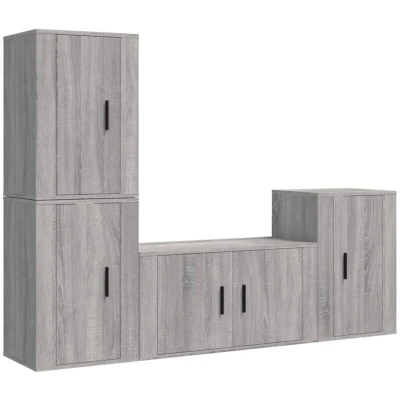 Image of vidaXL 4 Piece TV Cabinet Set Grey Sonoma Engineered Wood