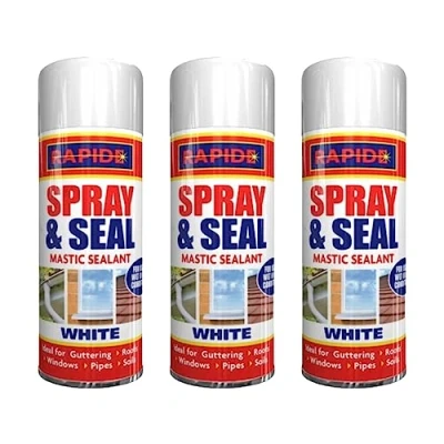 Image of PNJB, Spray And Seal White Mastic Sealant For Guttering Roofs Window Pipes Soil, &amp; Leak Fix Stop Instant Waterproof, 300ML, (3)