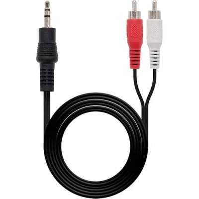 Image of Levitantes 1 x 3.5 to 2 RCA Stereo Jack Audio Cable Black 1.5m