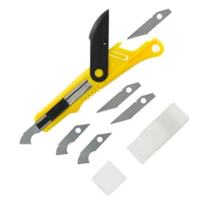 Image of Modelcraft PKN4150/S Plastic Cutter Scriber Tool &amp; 5 Spare Blades, Yellow/Black, 16.5cm