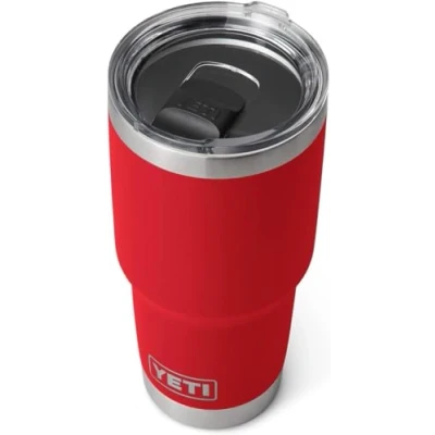Image of YETI Rambler Tumbler, Vaccum Insulated Stainless Steel Tumbler with Magslider Lid, Rescue Red, 30 oz (887 ml)