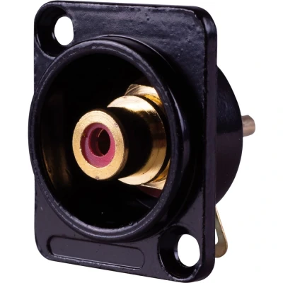 Image of Chassis Mount Phono Socket Compatible with D Series Holes. Fixings Screws Supplied. (Black &amp; Red)
