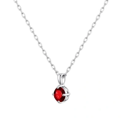 Image of Philip Jones Sterling Silver Dark Red Necklace Created with Zircondia® Crystals