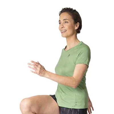 Image of Odlo Women&#039;s Essential Crew Neck Short Sleeve T Shirt Green, Moisture Wicking, Lightweight Running Top, Size M