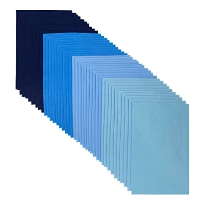 Image of Jtnohx Craft Felt Fabric, 20x30cm Felted Sheets for Crafts, 4 Colours 40 Pieces Colour DIY Decorations and Party Projects(Blue Series)