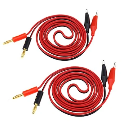 Image of OTOTEC 2x Banana Plug Turning Alligator Clip Crocodile Clamp Power Supply Test Wire Leads Cable