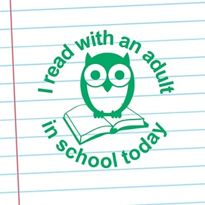 Image of I Read with an Adult in School Today Teacher Stamp Green Ink, 22mm Reinkable^