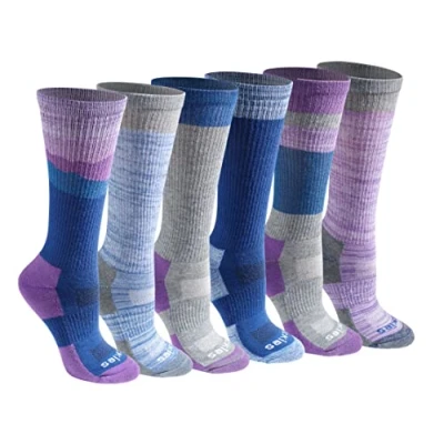 Image of Dickies Women&#039;s Dri tech Fashion Moisture Control Crew Socks, Available in S XL (5, 6, 12, Blue Mountain (6 Pairs), Small (Pack of 6)