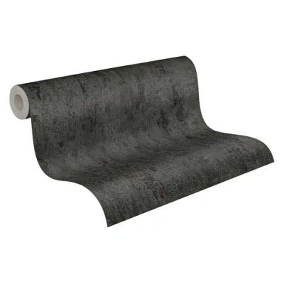 Image of A.S. Création Plain Wallpaper Elements Non Woven 10.05 m x 0.53 Black Silver Grey Made in Germany 326515 32651 5