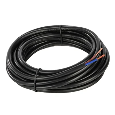 Image of Electrical Wire 2 Core Round Black Flex Flexible Cable x 0.75 mm² Power Twin and Earth 1.5 metre Cut Length