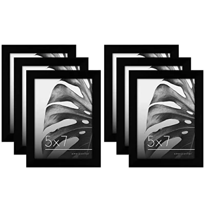 Image of Americanflat 7x5 Photo Frames Set of 6 Gallery Wall Picture Frame in Black Engineered Wood with Polished Plexiglass Horizontal and Vertical Formats for Tabletop