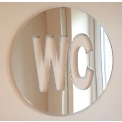 Image of Super Cool Creations WC Round Mirror Sign 12cm x