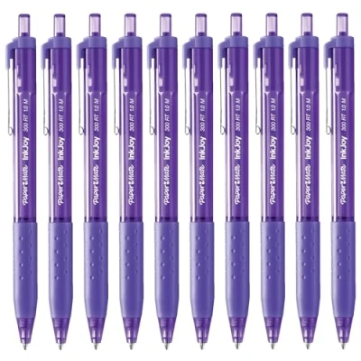 Image of Paper Mate InkJoy 300RT Retractable Ballpoint Pens Medium Point Purple Ink Pack of 10 Ultra Smooth