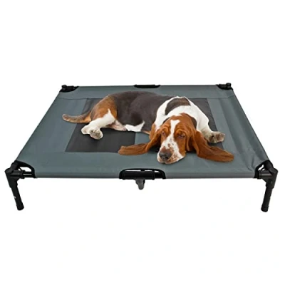 Image of Easipet Grey Elevated Dog Bed Pet Cat Mesh Raised Camping Cot Indoor Outdoor 4 sizes (Large 91 x 76 18cm)