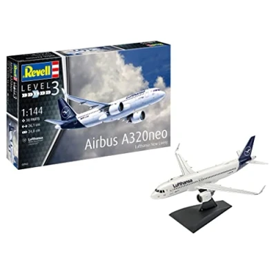 Image of Revell 03942 Airbus A320neo &quot;Lufthansa&quot; New Livery 1:144 Scale Unbuilt/Unpainted Plastic Model Kit, 60