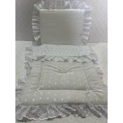 Image of Bedding Set for Silver Cross Balmoral &amp; Kensington Prams White Broderie Anglaise