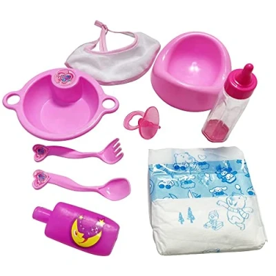 Image of Ram® 9 X Piece Pretend Play Baby Dolls Doll Dolly Feeding Set Nappy Magic Bottles Dummy Potty Accessories Bottle Toy