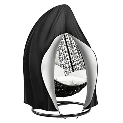Image of Emwel 190x115cm Hanging Chair Cover with Zipper Heavy Duty Egg Swing Cocoon Cover,Outdoor Waterproof Windproof Durable Garden Furniture Protector