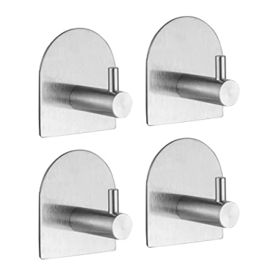 Image of Ibergrif M34451A Self Adhesive Hooks, Sticky on Coat Hooks Heavy Duty, 3M Towel for Bathrooms Office Toilet, Waterproof, Stainless Steel, Grey
