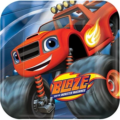 Image of amscan 551582 Blaze and the Monster Machines Square Dinner Paper Plates 23cm 8 Pcs
