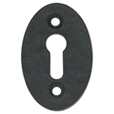 Image of Ironmongery Solutions® Black Cast Iron Escutcheon Plates Keyhole Cover Key Hole Door Lock Accessories (Oval Open Escutcheon)