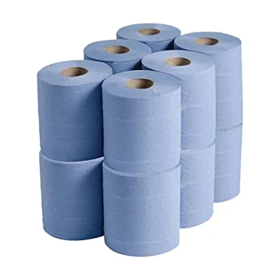Image of Trade Centrefeed Blue Roll 2 Ply Embossed Paper Towel (Pack of 12 Rolls)