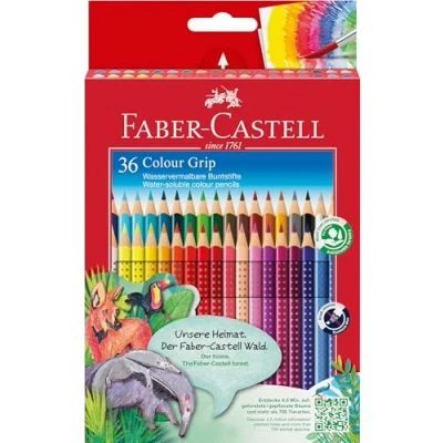 Image of Faber Castell COLOUR GRIP WATER SOLUBLE PENCIL BOX 36, multicoloured, 17,5cm, F112442