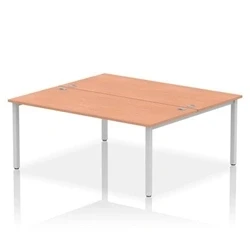 Image of Impulse Bench B2B 2 Person 1800 Silver Frame Office Desk Beech