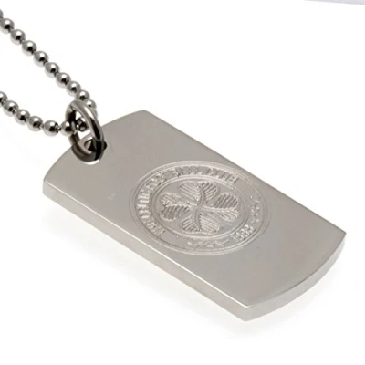 Image of Celtic FC Stainless Steel Crest Dog Tag &amp; Ball Chain