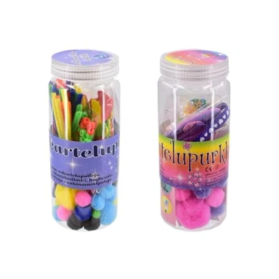 Image of Kreative Kids Arts and Crafts 150 Pieces Children Craft DIY Set Jar Includes Pom Poms, Pipe Cleaners, Feathers + More!