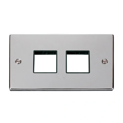 Image of Click Deco 2 Gang Plate x Aperture Unfurnished Polished Chrome Black Inserts