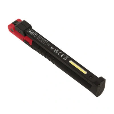 Image of Sealey Rechargeable Slim Folding Pocket Light 2 COB &amp; 1 SMD LED Red